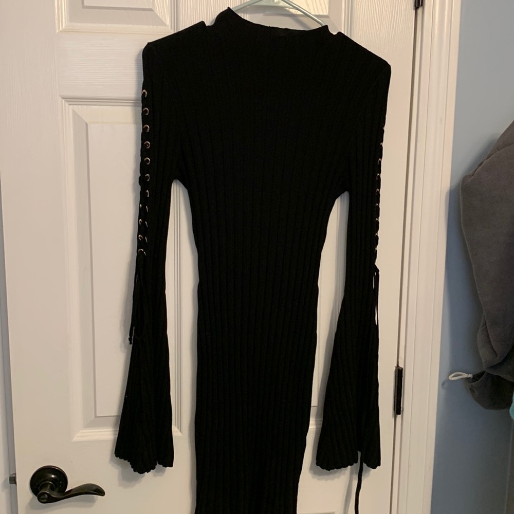 Fashion nova black bell sleeve dress